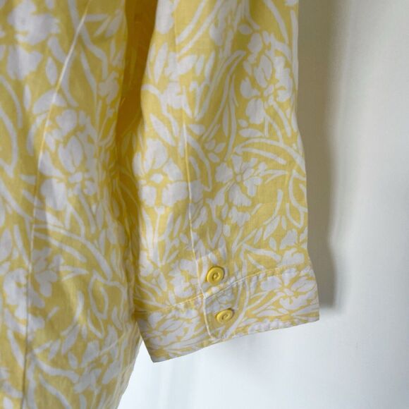 Kim Rogers Size PXL Petite XL Jacket Blazer Yellow Floral Linen 100% Linen - Picture 14 of 16